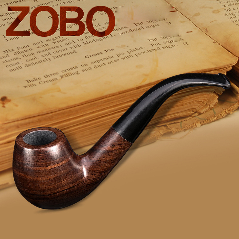 Tẩu hút thuốc bằng gỗ mun kiểu ống cong chính hãng ZOBO ZB-838YD màu nâu