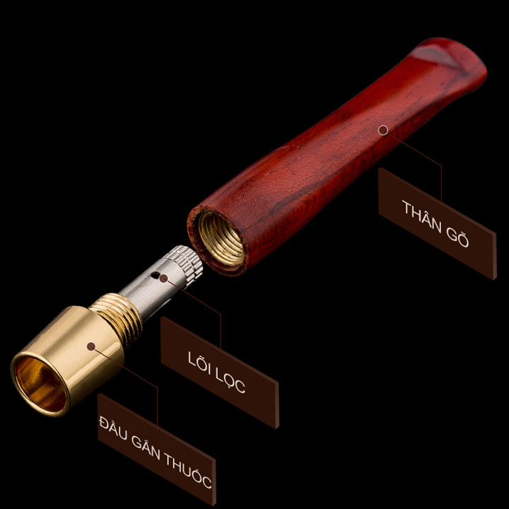 Tẩu thuốc, đầu lọc thuốc lá bằng gỗ đàn hương cao cấp JOBON JB-2008