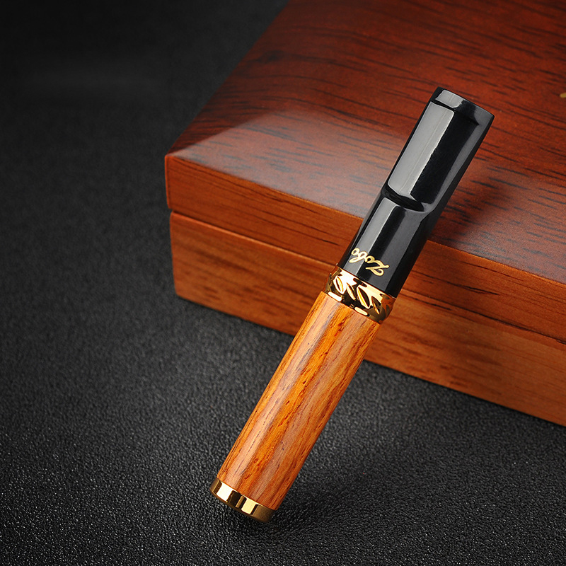 Tẩu lọc hút thuốc lá bằng gỗ đàn hương cao cấp 2 in 1 (Điếu lớn và nhỏ) ZB-220 (Nâu sáng)